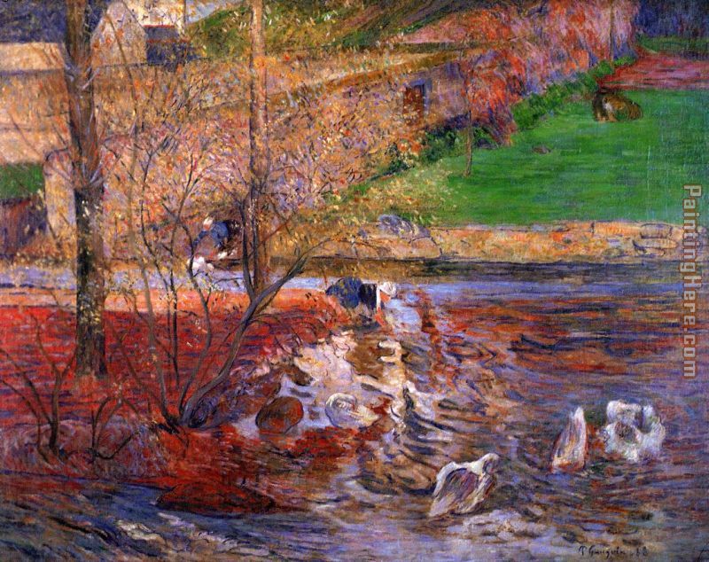 Landscape with Gees painting - Paul Gauguin Landscape with Gees art painting